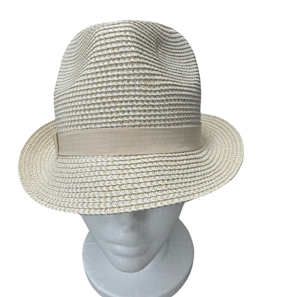 (NWOT) Sonoma Hat Womens Straw Fedora One Size  Adjustable Neutral/Cream